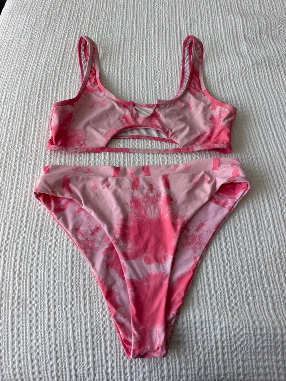 Pink Tie-Dye Cutout Bikini Set - Women Swim Bikinis